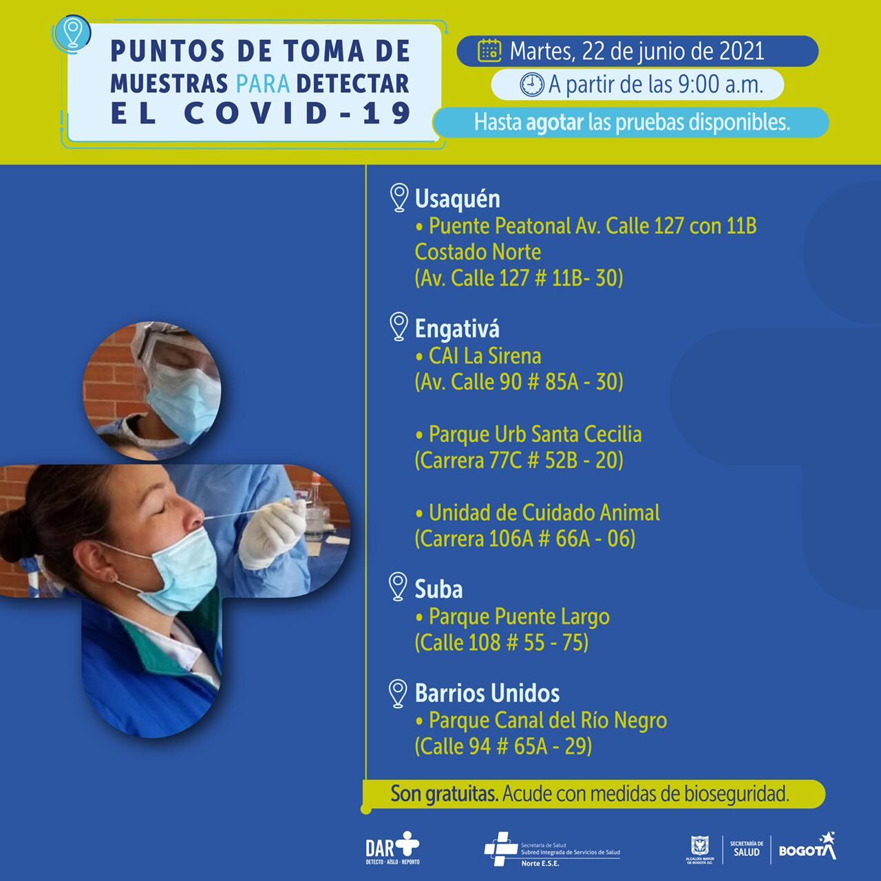 Pruebas covid, Alcaldía de Bogotá