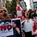 Protesta en apoyo a las mujeres iraníes y contra la muerte de Mahsa Amini.