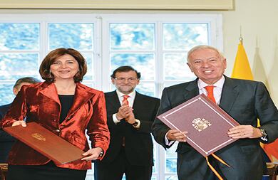 María Ángela Holguín, Mariano Rajoy y José Manuel García Margallo.