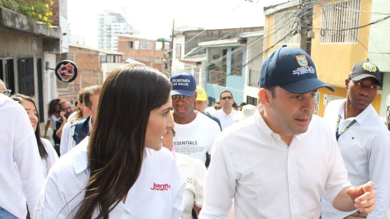 Juanita Cataño, asesora de despacho, y el alcalde de Cali, Alejandro Eder.