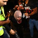 An injured Palestinian demonstrator is helped during clashes at Damascus Gate just outside Jerusalem's Old City, Saturday, May 8, 2021. (AP Photo/Oded Balilty)