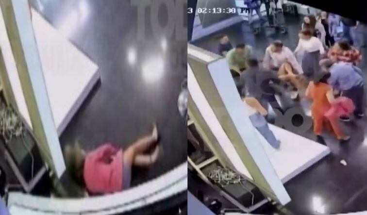 Elianis Garrido fue socorrida por su compañeros de set