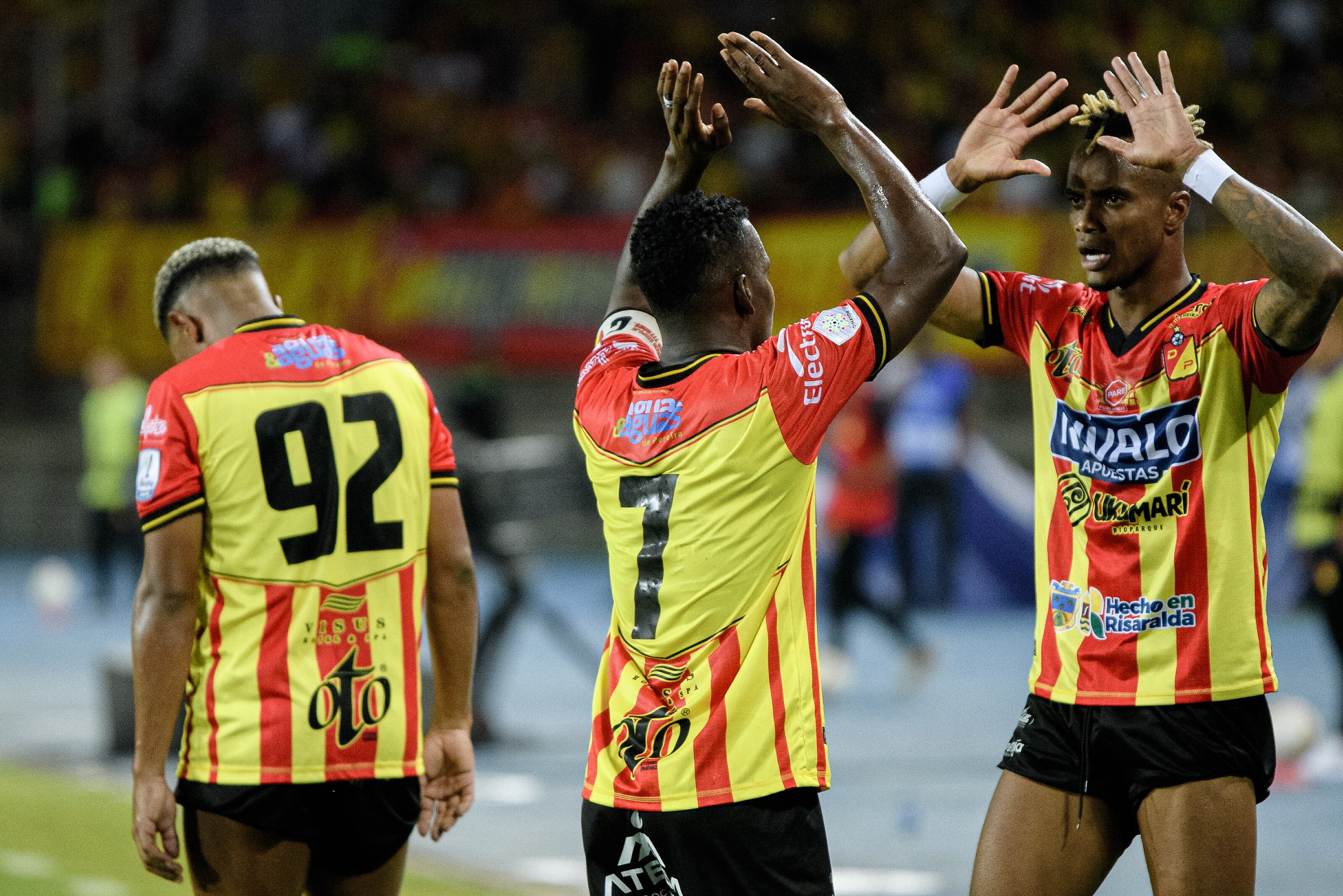 Imagen del partido de la fecha 10 de la Liga colombiana entre Deportivo Pereira y América de Cali por el primer semestre de la Liga colombiana.