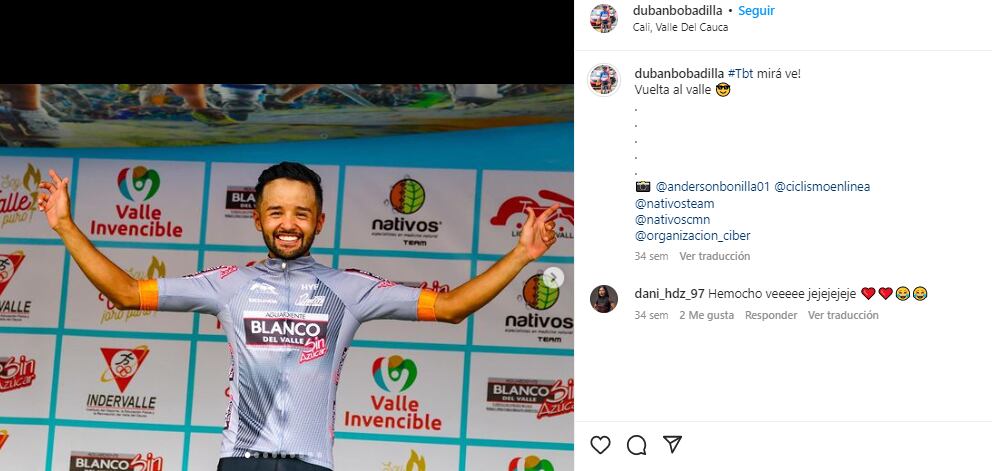 Dubán Bobadilla. Foto: Captura pantalla Instagram Dubán Bobadilla (dubanbobadilla)