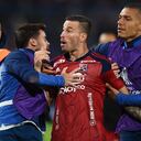 Luciano Pons en la pelea con jugadores de Nacional.