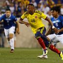 HARRISON, NJ - SEPTEMBER 03: Camilo Zuniga #18 of Colombia plays the ball in front of Mario Chavez #7 of Honduras during an International Friendly on September 3, 2011 at Red Bull Arena in Harrison, New Jersey. Colombia defeated Honduras 2-0. (Photo by Mike Stobe/Getty Images for New York Red Bulls)