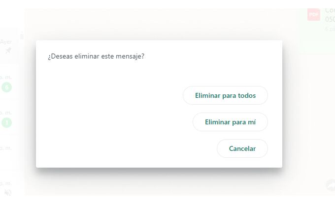 WhatsApp cuenta con dos opciones para borrar un mensaje de un chat