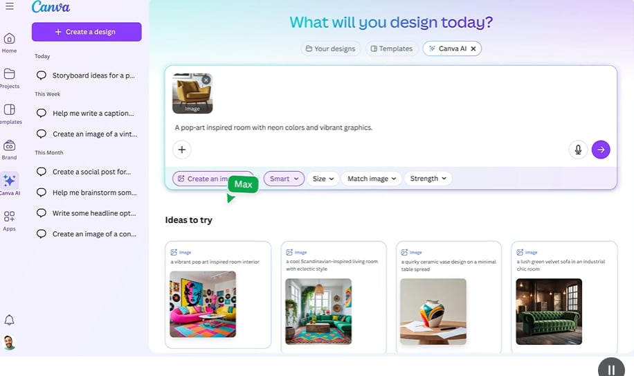 El nuevo asistente de Canva responde con textos, imágenes y presentaciones en segundos.