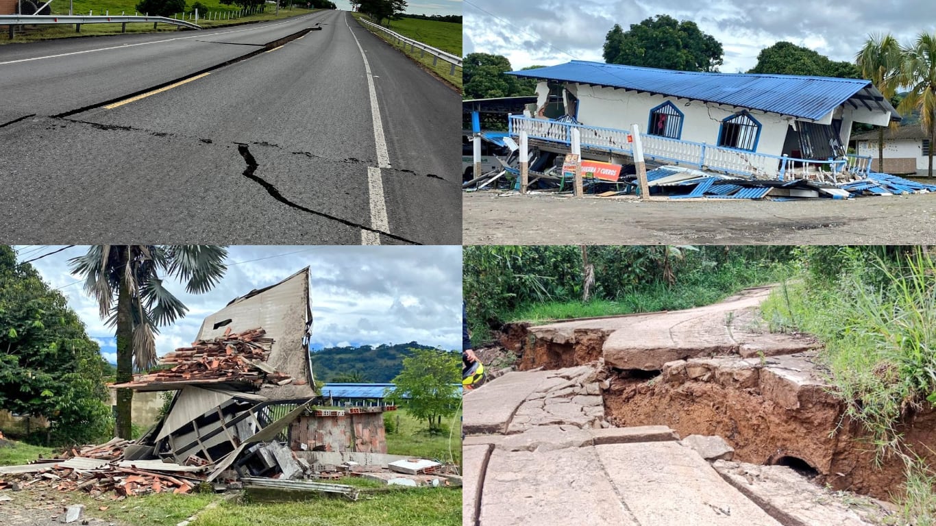 Hay viviendas completamente destruidas, estructuras colapsadas y calles agrietadas.