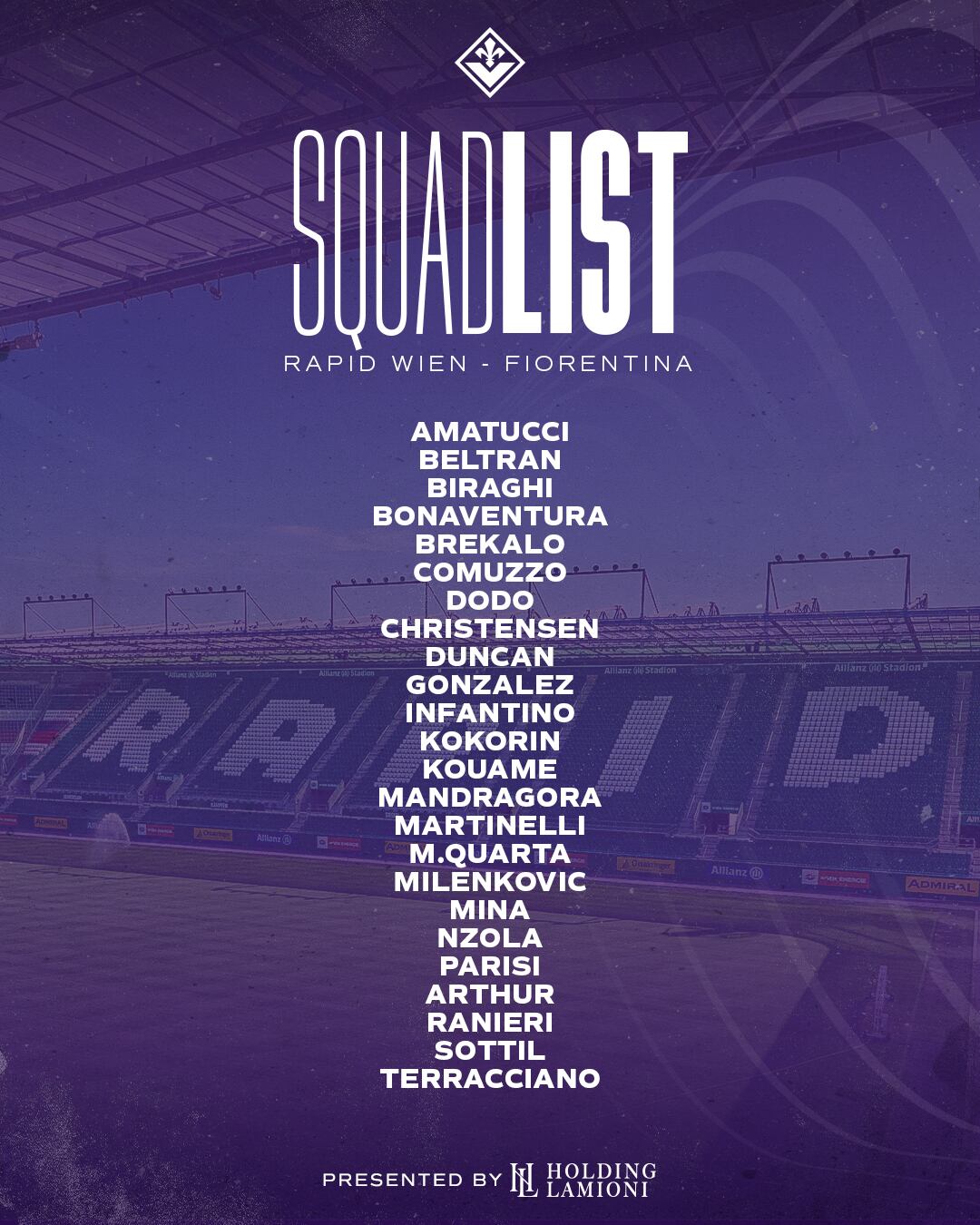 Convocatoria de la Fiorentina para la Conference League.