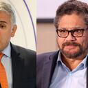 Presidente de la república Iván Duque e Iván Márquez, máximo cabecilla de las disidencias de las Farc de la denominada Segunda Marquetalia.