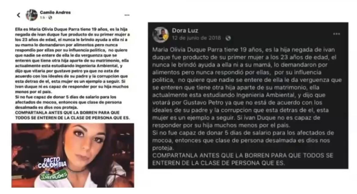 Fake news hija no reconocida del presidente Iván Duque