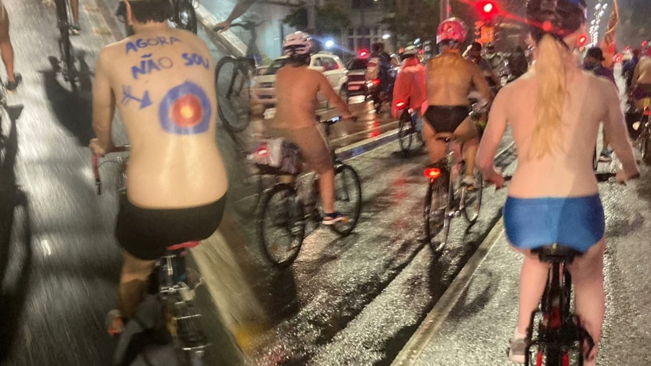 Protesta de ciclistas desnudos se tomó la principal avenida de Sao Paulo en Brasil