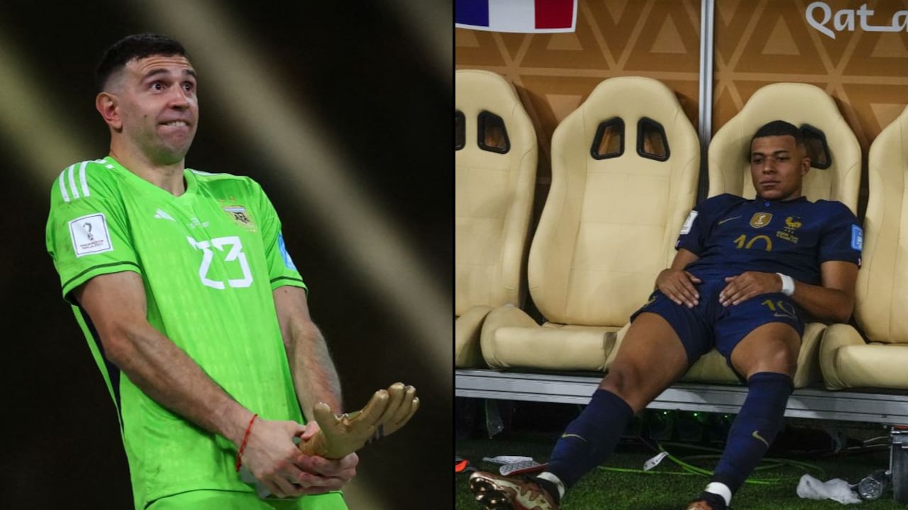 El 'Dibu' Martínez y Kylian Mbappé.