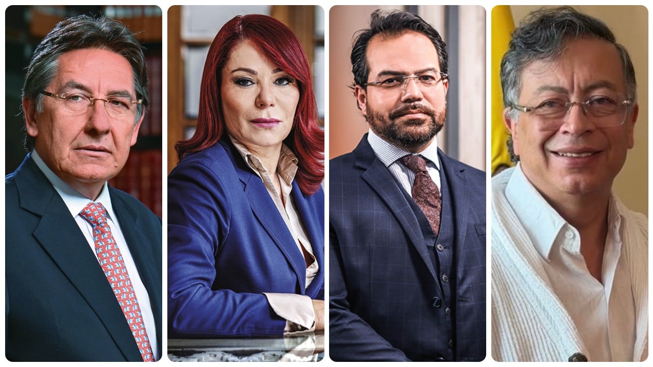 Néstor Humberto Martínez, Gloria Airzabaleta, Alejandro Carranza y Gustavo Petro.