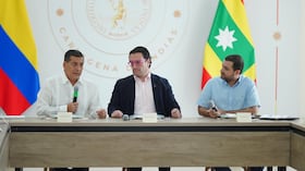 Reunión entre el Ministro de Justicia, Iván Cancino, y el alcalde de Cartagena, Dumek Turbay.