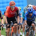 Daniel Martínez, en su lucha con los favoritos Pogacar y Thomas, durante el Giro de Italia