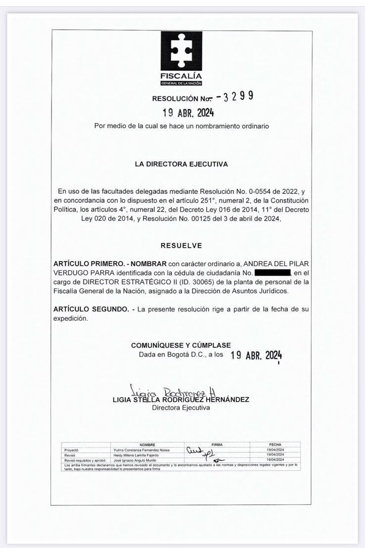 Andrea del Pilar Verdugo Parra es la nueva directora de asuntos jurídicos de la Fiscalía