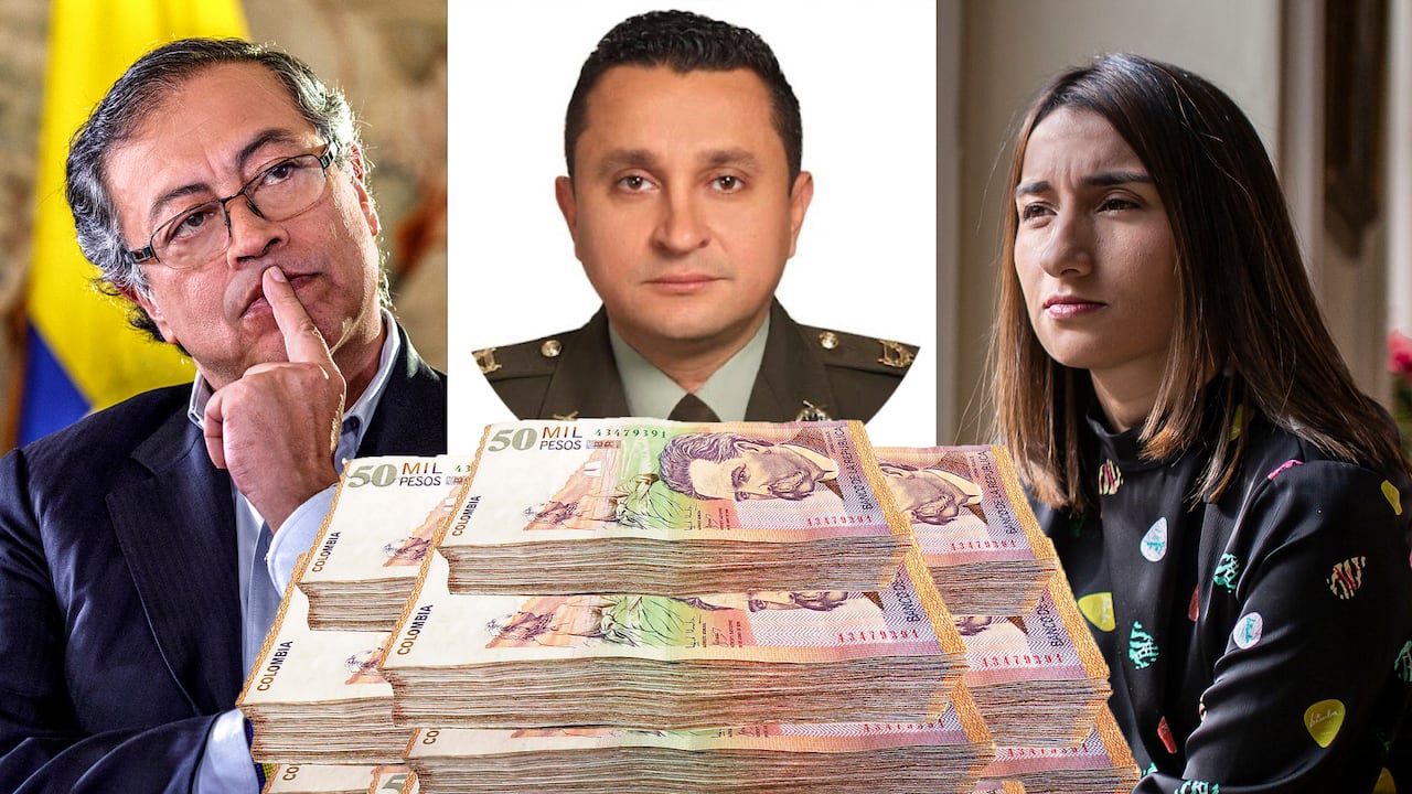 Gustavo Petro, el coronel fallecido Óscar Dávila y Laura Sarabia.