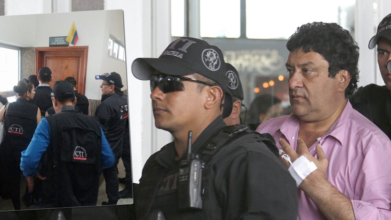 Juan Francisco 'Kiko' Gómez. En el recuadro, agentes del CTI de la Fiscalía en el juzgado 22 civil municipal de Barranquilla.