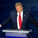 Republican presidential nominee former President Donald Trump speaks during a presidential debate with Democratic presidential nominee Vice President Kamala Harris at the National Constitution Center, Tuesday, Sept.10, 2024, in Philadelphia. (AP Photo/Alex Brandon)