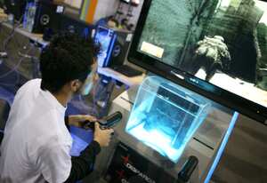 Uno de los 'campuseros' practica en una competencia de juego digital en línea