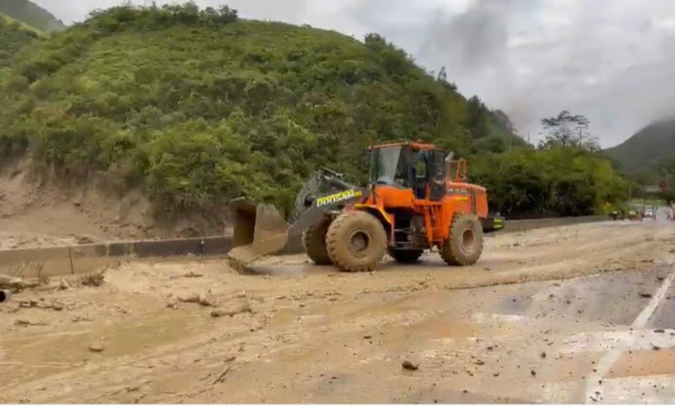 Labores de limpieza en el Peaje Naranjal.
