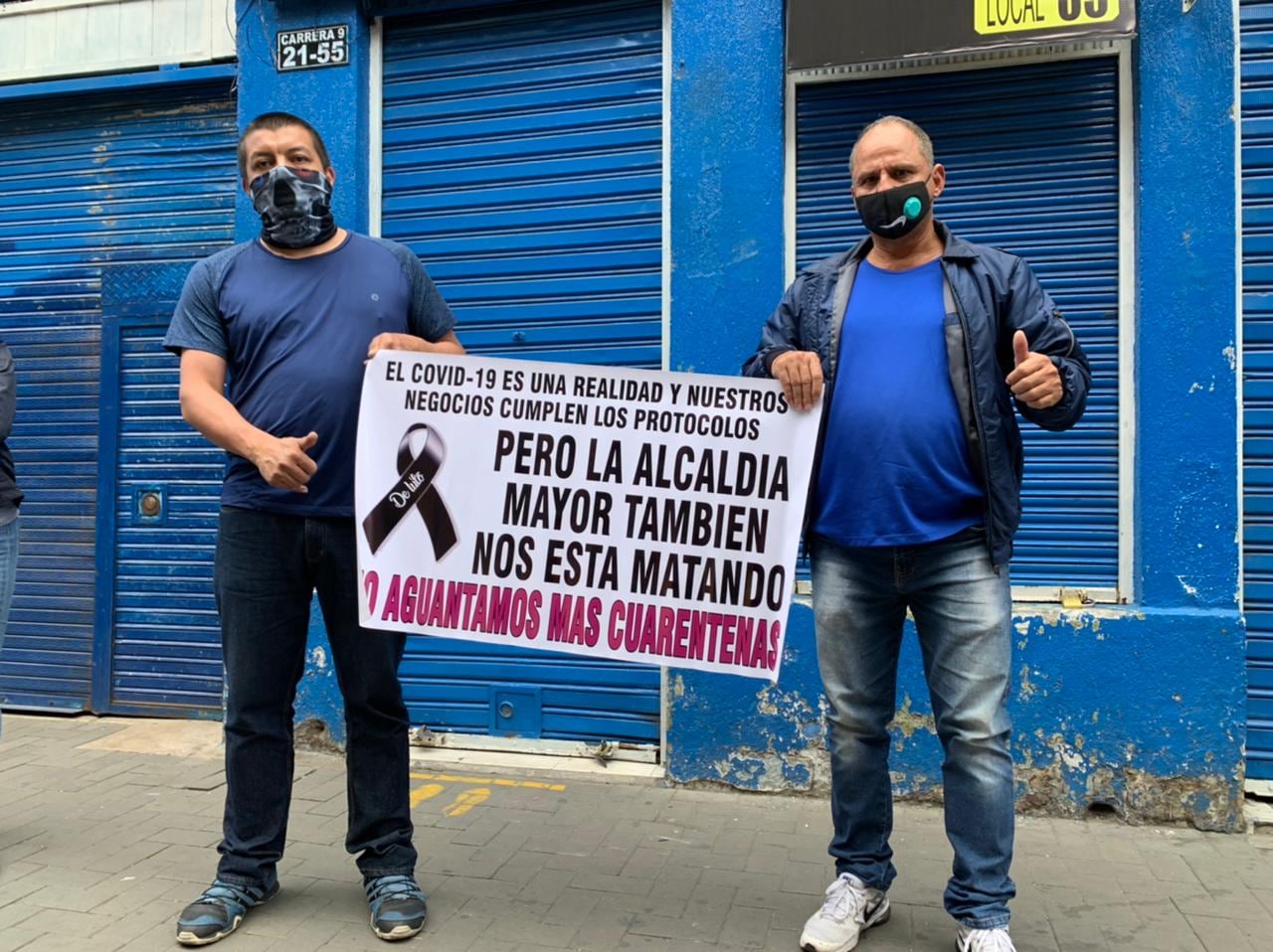 Protestas de comerciantes en el centro de Bogotá