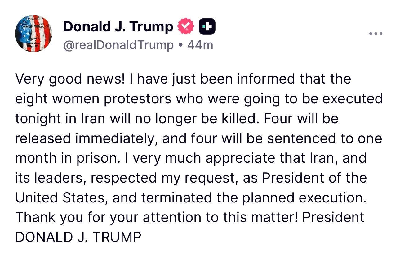 Mensaje de Donald Trump en redes sociales