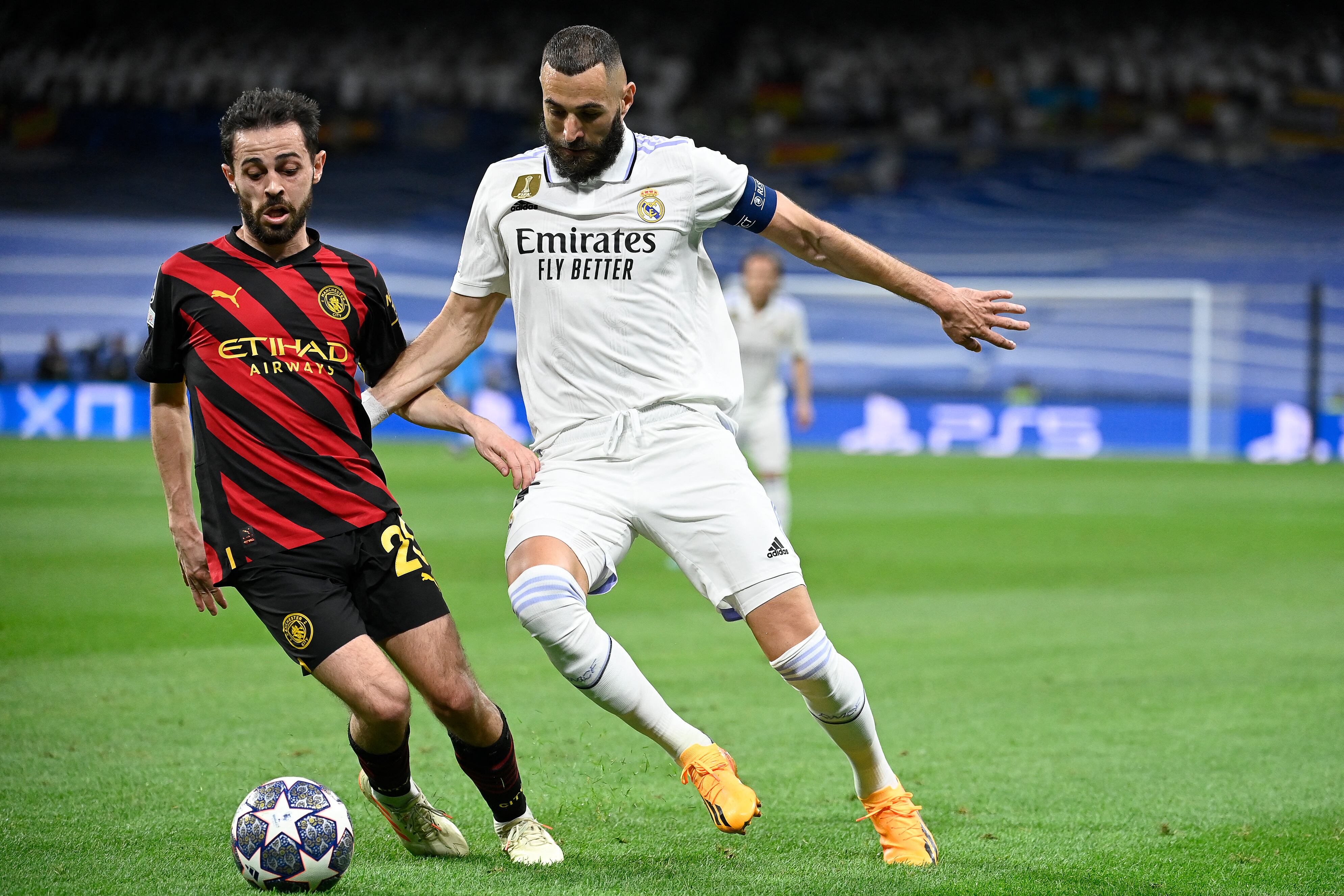 El delantero francés Karim Benzema se fue en blanco en el duelo de ida por las semifinales de la Champions ante el Manchester City.