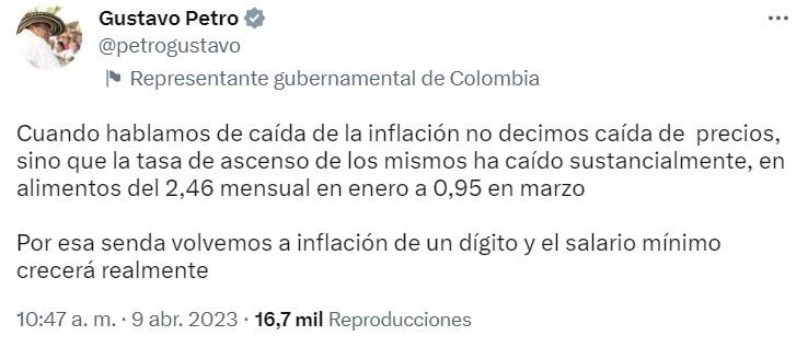 El jefe de Estado también se mostró confiado en que se mantenga la tendencia mensual decreciente de la inflación, asegurando que llevaría a que cierre el año en un dígito.