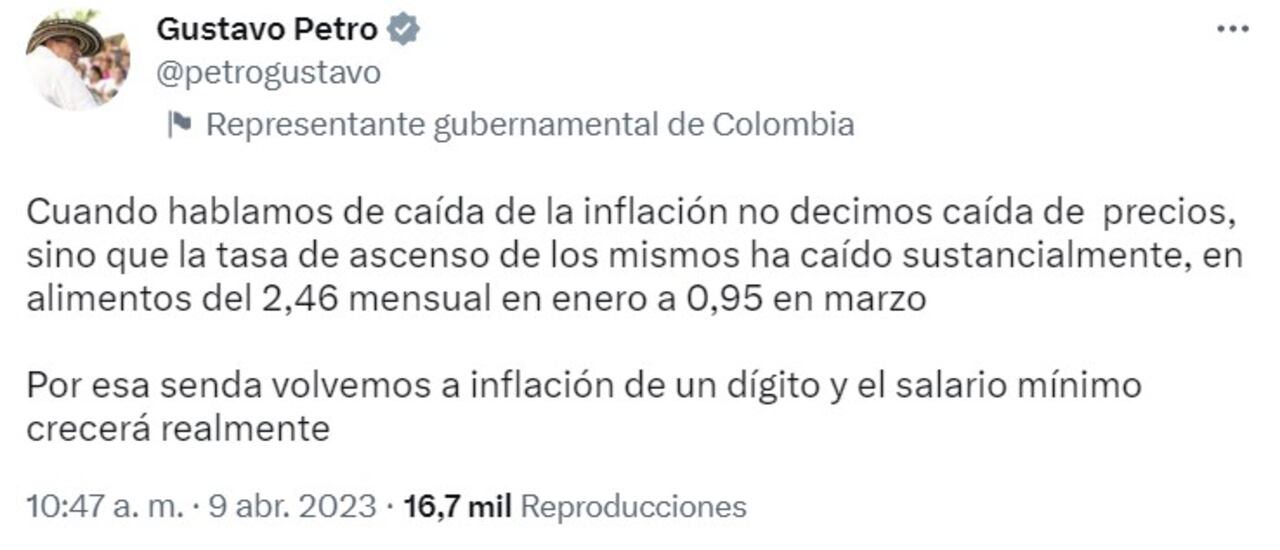 El jefe de Estado también se mostró confiado en que se mantenga la tendencia mensual decreciente de la inflación, asegurando que llevaría a que cierre el año en un dígito.