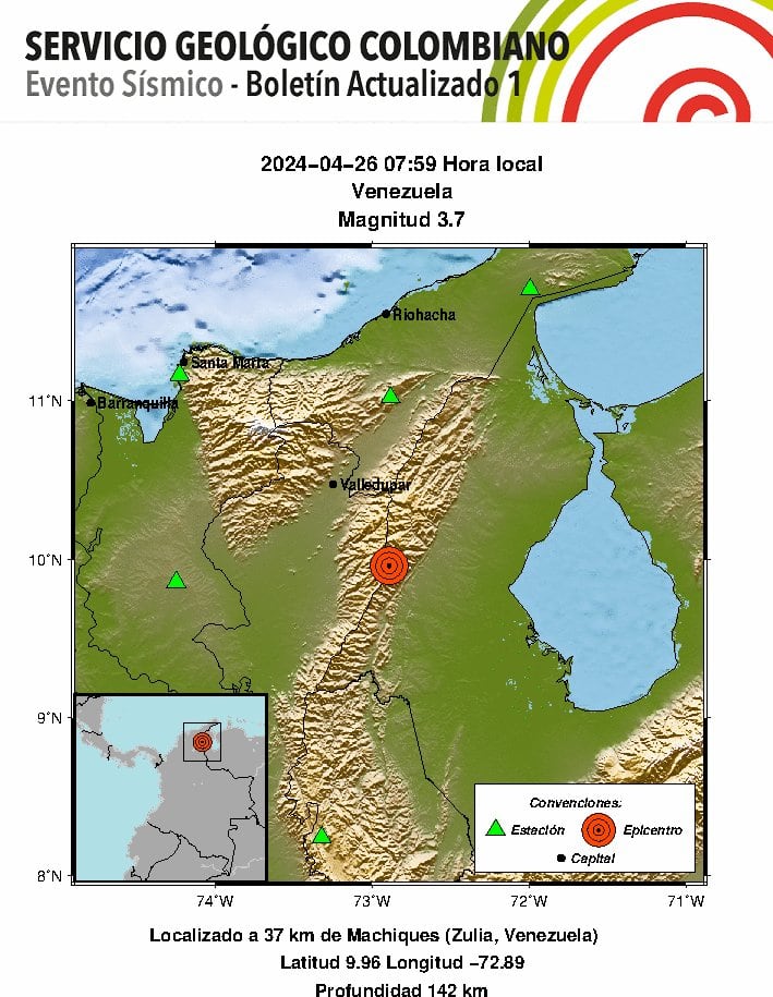 El sismo fue de magnitud 3,7.
