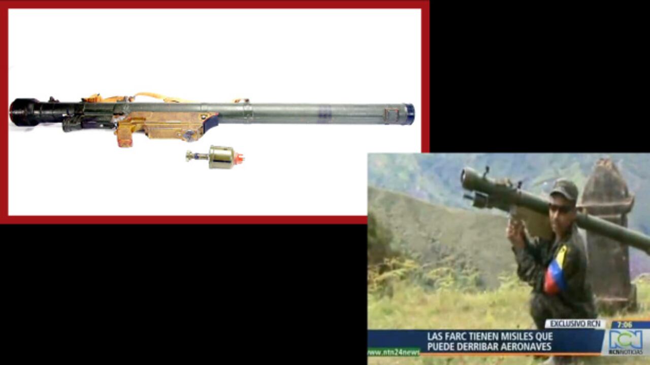 Este video es hasta ahora la única evidencia de que las Farc tendrían misiles tierra-aire tipo Sam 7, que pueden derribar aeronaves en vuelo. El misil original, denominado Strelá o Iglá, es ruso.