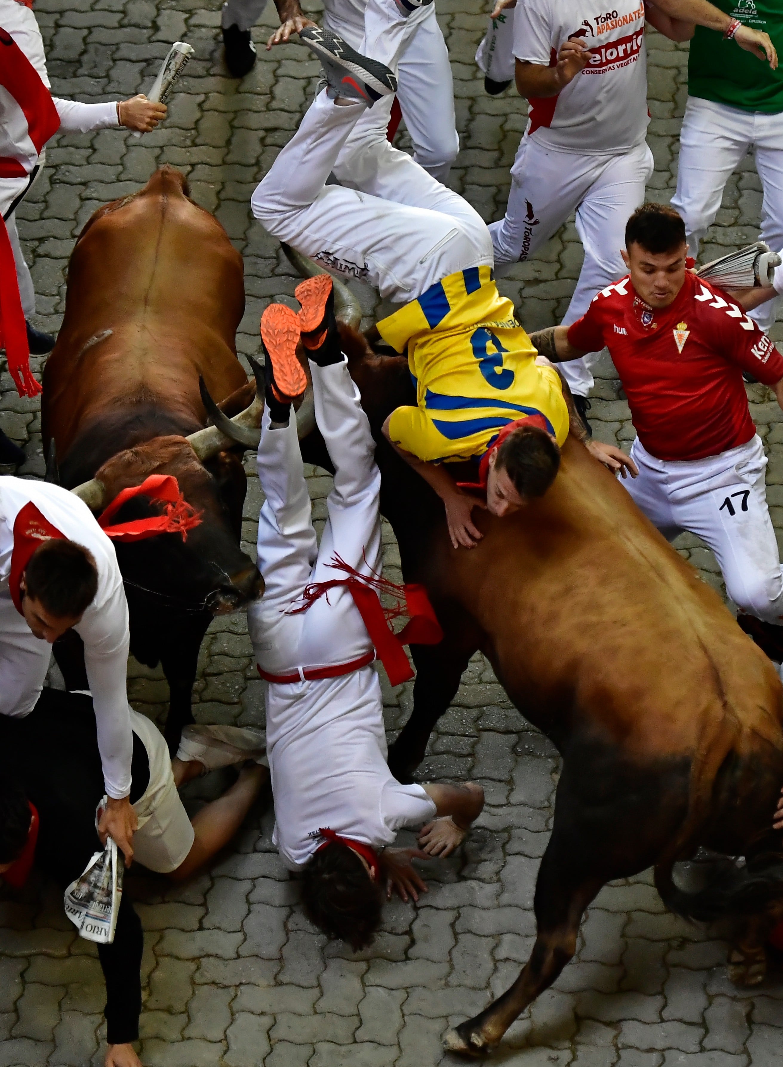 11 de julio de 2022. Aviador, número 92. Ganadería: Cebada Gago. Tramo, Telefónica (AP Photo/Álvaro Barrientos)