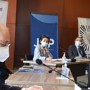 En la foto se ve a las cabezas de la JEP, la Comisión de la Verdad y la UBPD