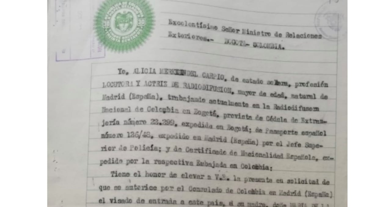 Pedido de visa de Alicia Merkin del Carpio