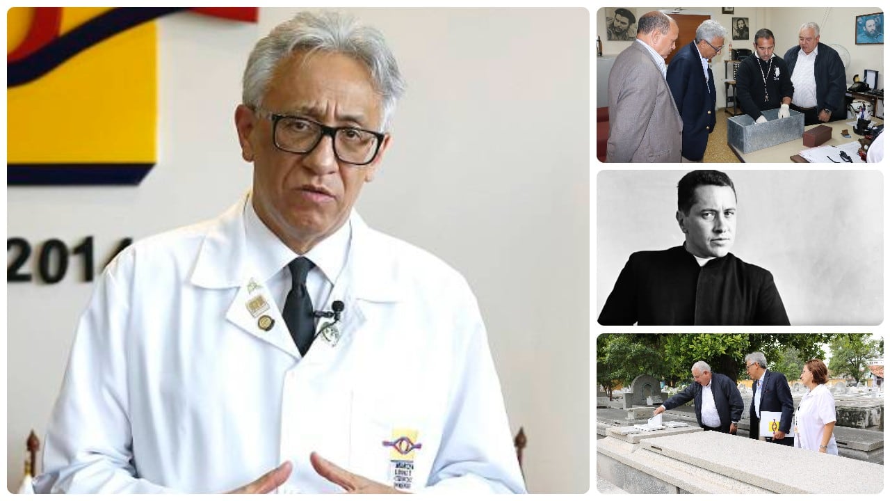 Carlos Valdés y las imágenes que conserva de la exhumación de los restos de la madre de Camilo Torres en La Habana.