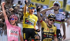 De izquierda a derecha: Tadej Pogacar, Primoz Roglic, Jonas Vingegaard y Remco Evenepoel. Los favoritos al Tour de Francia 2024.