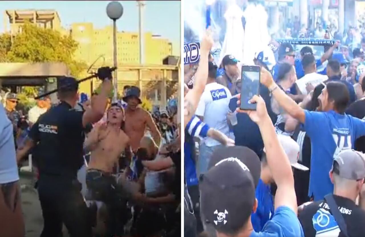 Afición de Millonarios enfrentada con la Policía de España