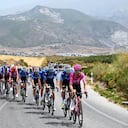 LOJA, SPAIN - SEPTEMBER 04: (L-R) Carlos Canal of Spain and Movistar Team and Alastair Mackellar of Australia and Team EF Education - EasyPost lead the peloton during the La Vuelta - 81st Tour of Spain 2026, Stage 13 a 192.8km stage from Almuñecar to Loja 501m / #UCIWT / on September 04, 2026 in Loja, Spain. (Photo by Tim de Waele/Getty Images)