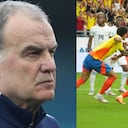 Marcelo Bielsa y Jhon Córdoba tras anotar gol ante Panamá.