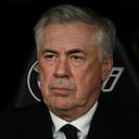 Real Madrid's Italian coach Carlo Ancelotti looks on prior the Spanish league football match between Real Madrid CF and UD Las Palmas at the Santiago Bernabeu stadium in Madrid on January 19, 2025. (Photo by JAVIER SORIANO / AFP)