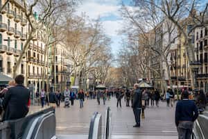 El popular paseo de la Rambla en España