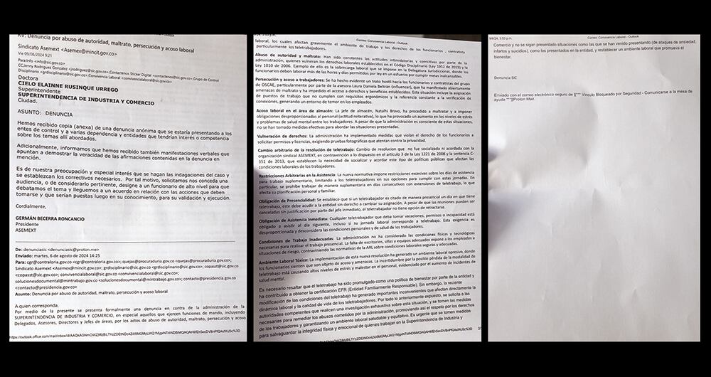    El documento fue remitido directamente a la superintendente, con copia a Control Interno Disciplinario.