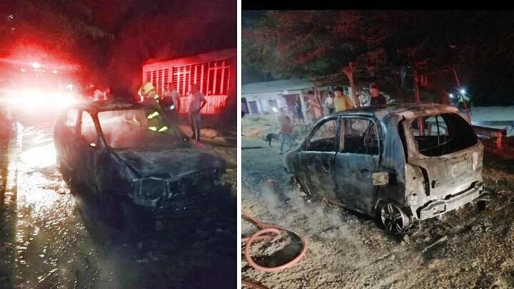 Queman taxi en El Progreso