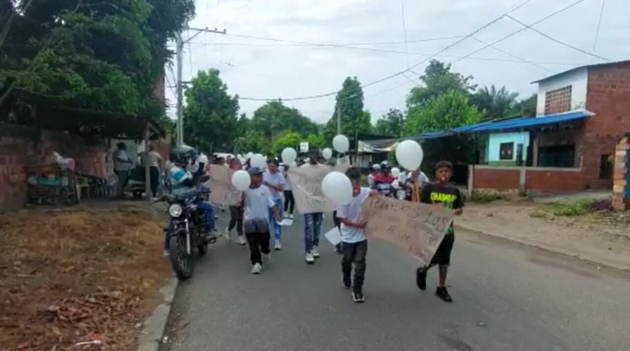 Marcha para pedir la liberación de los jóvenes secuestrados en el Magdalena Medio.