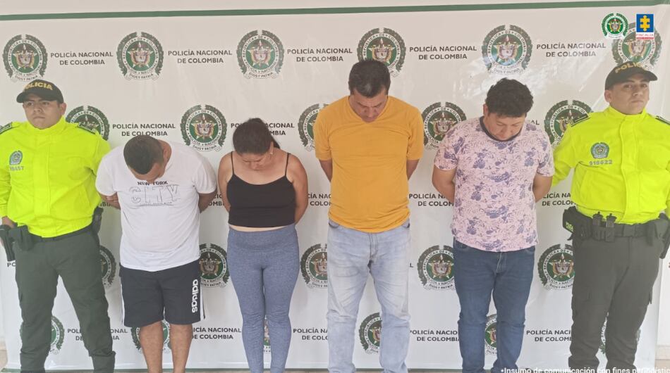 Fotografía de los capturados por millonario robo en banco del Tolima.