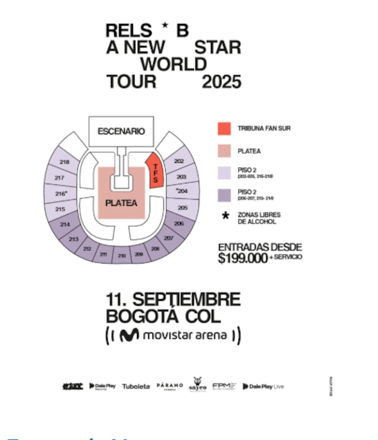 Precios para el concierto de Rels B en Bogotá