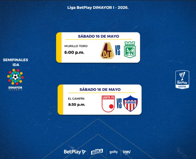 Programación semifinales Liga BetPlay 2026-I